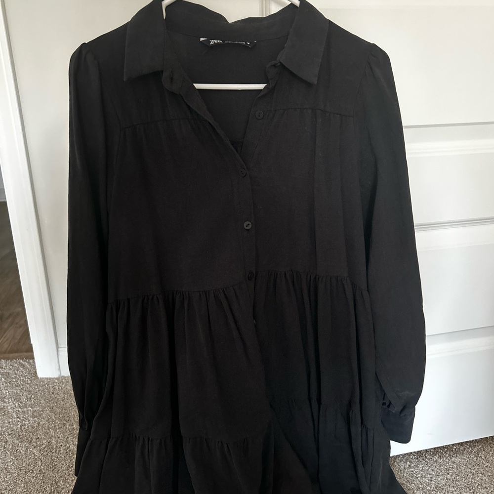Zara Black Button-Up Dress